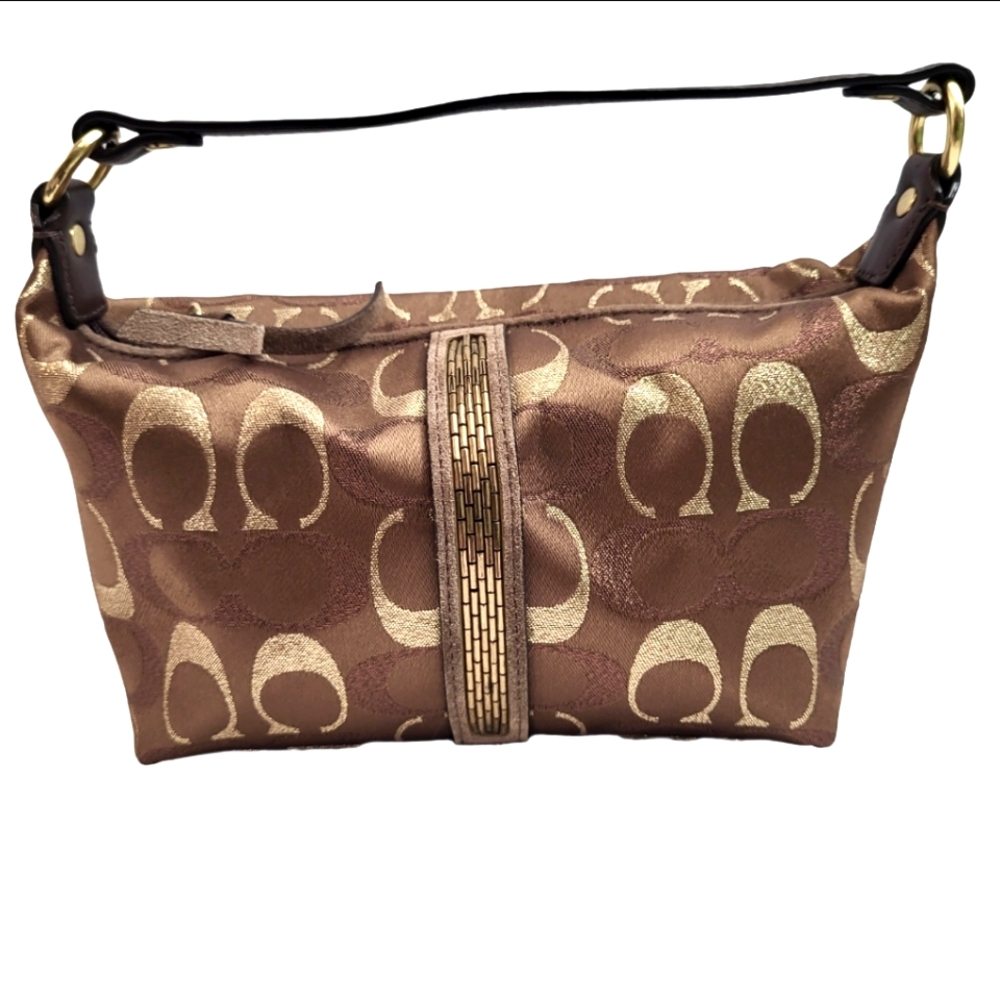 Coach Satchel Brown Metallic Vintage Signature Handbag Y2K